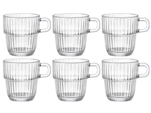 Bormioli Rocco Tea Glasses - Coffee Cups with Handle - Stackable - Barshine 250 ml - 6 pieces