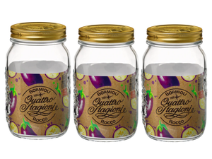 Bormioli Rocco Weckpot Quattro Stagioni - ø 8.6 cm / 1 liter - 3 pieces