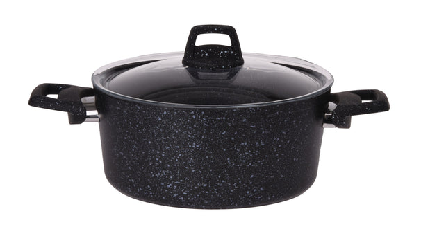 Cookinglife Cooking Pot with Lid - Black Speckle - Aluminum ø 20 cm / 2.7 liters - Suitable for all heat sources - standard non-stick coating