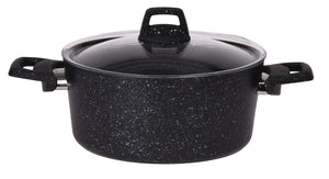 Cookinglife Cooking Pot with Lid - Black Speckle - Aluminum Ø 22 cm / 3.5 Liters - Suitable for all heat sources - standard non-stick coating
