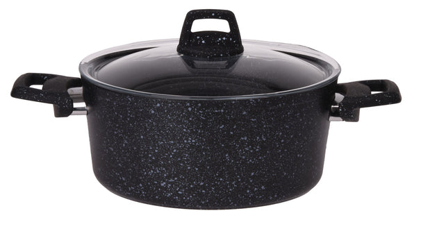 Cookinglife Cooking Pot with Lid - Black Speckle - Aluminum Ø 22 cm / 3.5 Liters - Suitable for all heat sources - standard non-stick coating