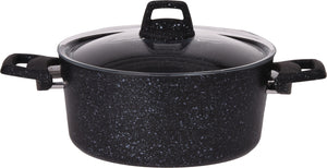 Cookinglife Cooking Pot with Lid - Black Speckle - Aluminium Ø 24 cm / 4.4 Liters - Suitable for all heat sources - standard non-stick coating