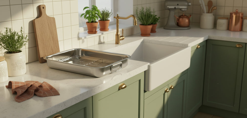 Cookinglife Roasting pan + rack - Stainless steel - 37 x 28 x 5.5 cm