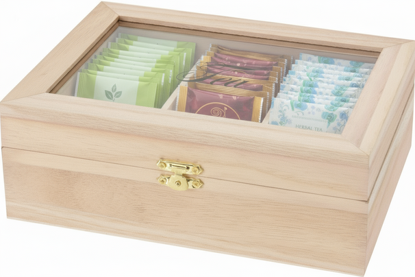 Cookinglife Tea Box - Tea Chest - Paulownia Wood 6-Compartment