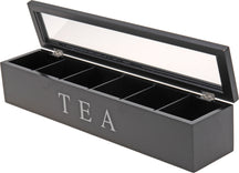 Cookinglife Tea Box - Tea Chest - Black 6-compartment - 43 x 9 cm