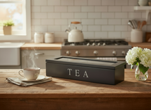 Cookinglife Tea Box - Tea Chest - Black 6-compartment - 43 x 9 cm
