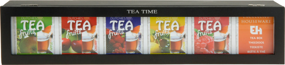 Cookinglife Tea Box - Tea Chest - Black 6-compartment - 43 x 9 cm