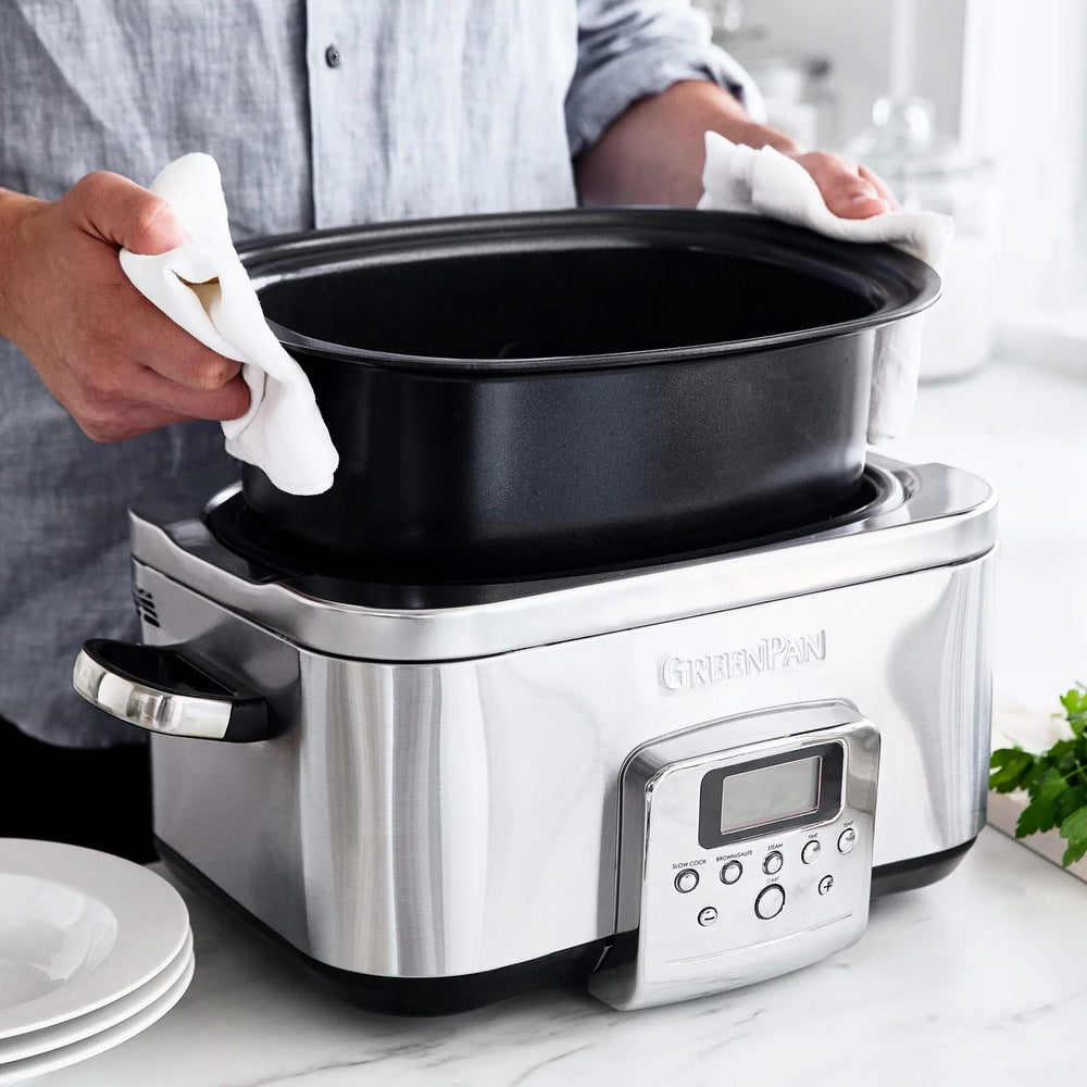 GreenPan Slowcooker - 6.0 liter - stainless steel - Ceramic non-stick coating