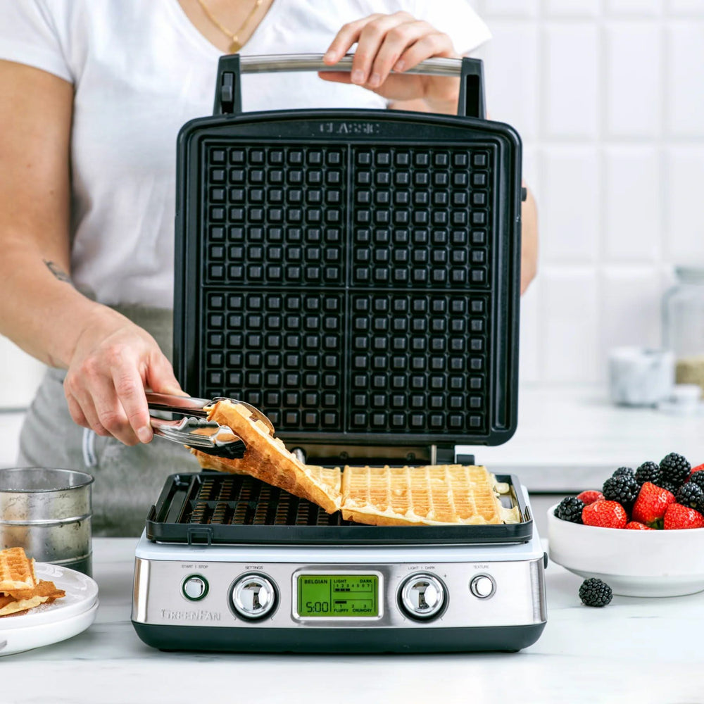 GreenPan Waffle Iron - Blue Haze - includes 2 sets of waffle plates - Ceramic non-stick coating