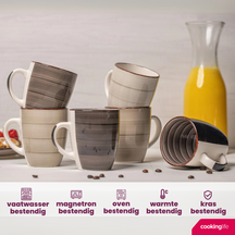 Cookinglife Mugs Delice Grey 350 ml - 6 pieces