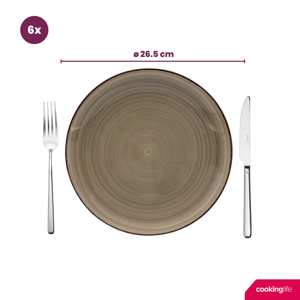 Cookinglife Dinner Plates Delice Gray ø 26.5 cm - 6 pieces