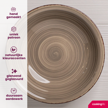 Cookinglife Deep Plates / Pasta Bowls Delice Gray ø 21 cm - 6 pieces