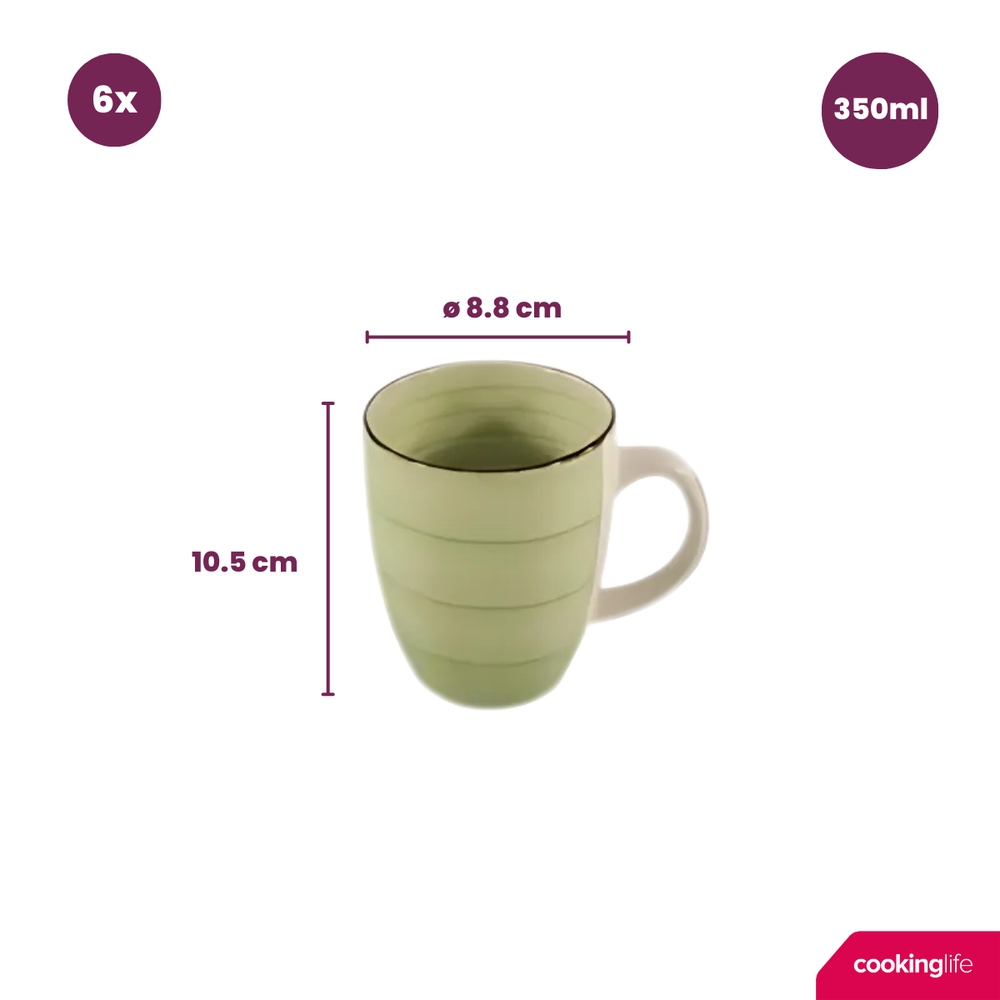 Cookinglife Mugs Delice Green 350 ml - 6 pieces