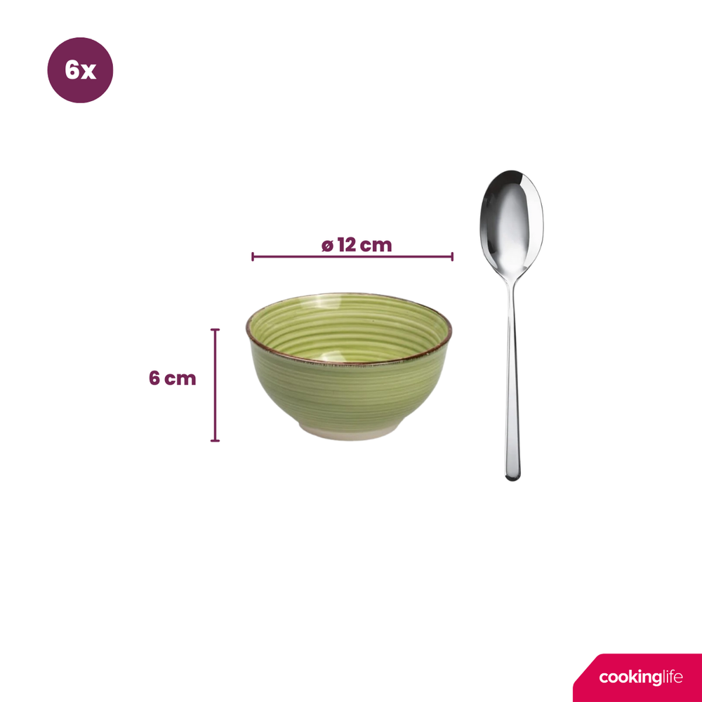 Cookinglife Small Bowls Delice Green ø 12 cm - 6 pieces