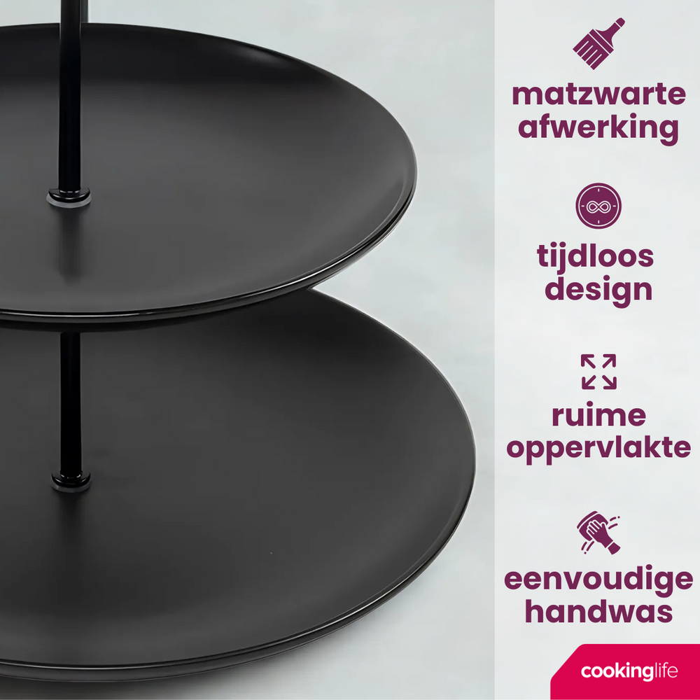 Cookinglife Etagere Black - ø 16, 21 & 26 cm - 3 layers