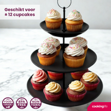 Cookinglife Etagere Black - ø 16, 21 & 26 cm - 3 layers