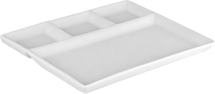 Fondue plate / Gourmet plate / BBQ-plate - 3 compartments - White - 26 x 20 cm