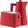 Alessi Toaster Plissé + Alessi Kettle Plissé 1.7 liter - Red - Michele de Lucchi