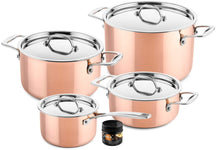 DUCQ Cookware set (Cooking pan ø 18 / 20 / 20 cm + sauce pan ø 16 cm) + Lids - Copper - 4 piece set