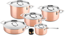 DUCQ Cookware set (Cooking pan ø 20 / 20 / 24 cm + sauce pan ø 16 cm + Casserole ø 28 cm) + Lids - Copper - 5 piece set