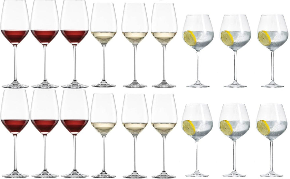 Schott Zwiesel Wine Glasses Fortissimo - Set 18 Piece - White and Red Wine Glasses & Gin Tonic Glasses