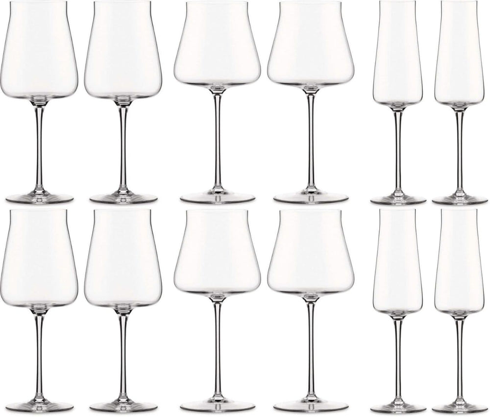 Alessi Wine Glass Set (Red Wine Glasses + White Wine Glasses + Champagne Glasses) Eugenia 12-piece - by Naoto Fukasawa