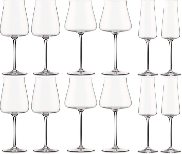 Alessi Wine Glass Set (Red Wine Glasses + White Wine Glasses + Champagne Glasses) Eugenia 12-piece - by Naoto Fukasawa