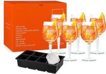 Aperol Spritz Glasses - 450 ml - Office Glass - 6 pieces + ice cube mold for 8 large ice cubes