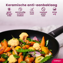 Cookinglife Frying Pan Set Black Cera - ø 24 & 28 cm - ceramic non-stick coating - suitable for all heat sources