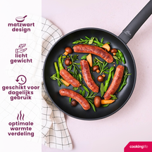 Cookinglife Frying Pan Black Cera - ø 24 cm - ceramic non-stick coating - PFAS-free