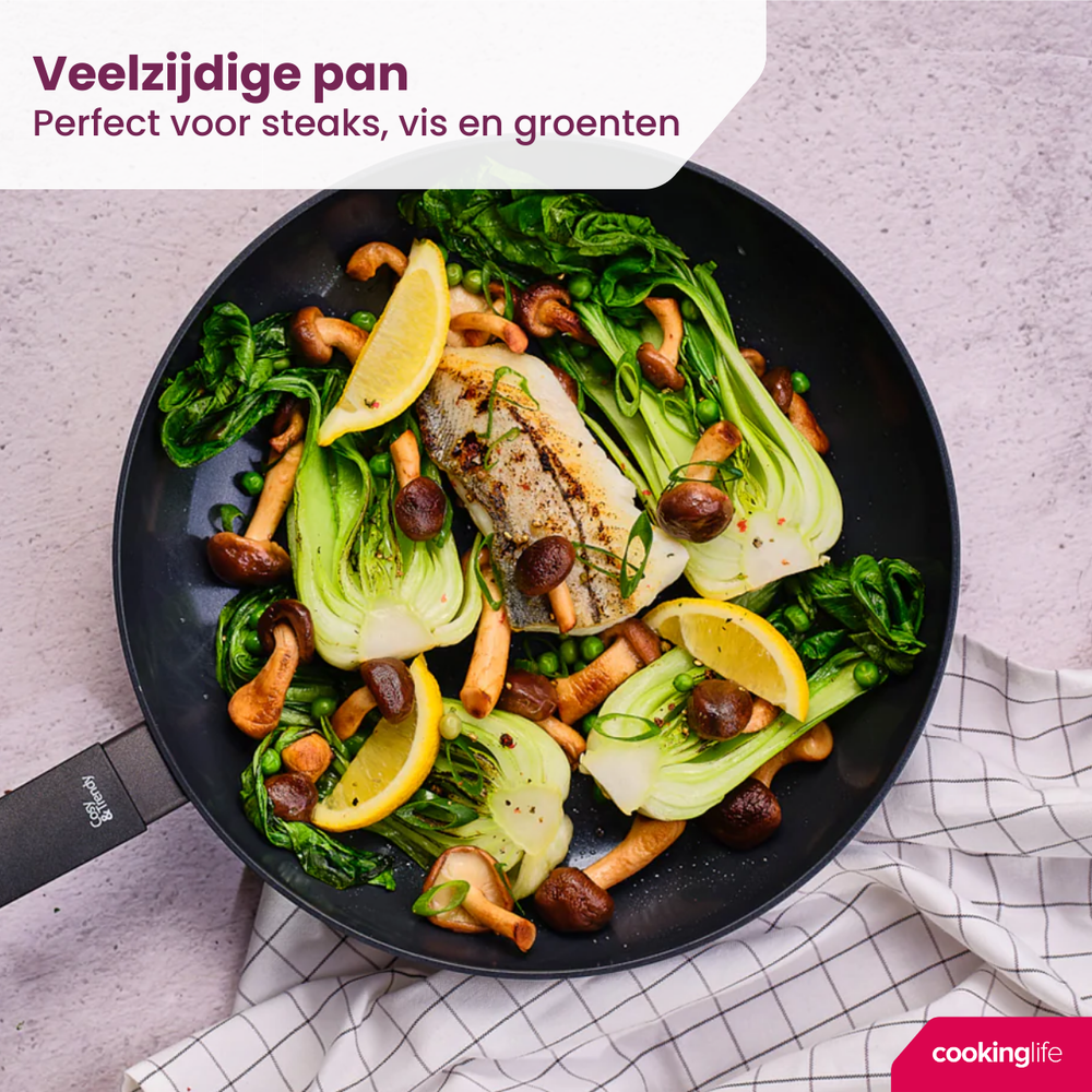 Cookinglife Frying Pan Black Cera - ø 28 cm - ceramic non-stick coating - PFAS-free