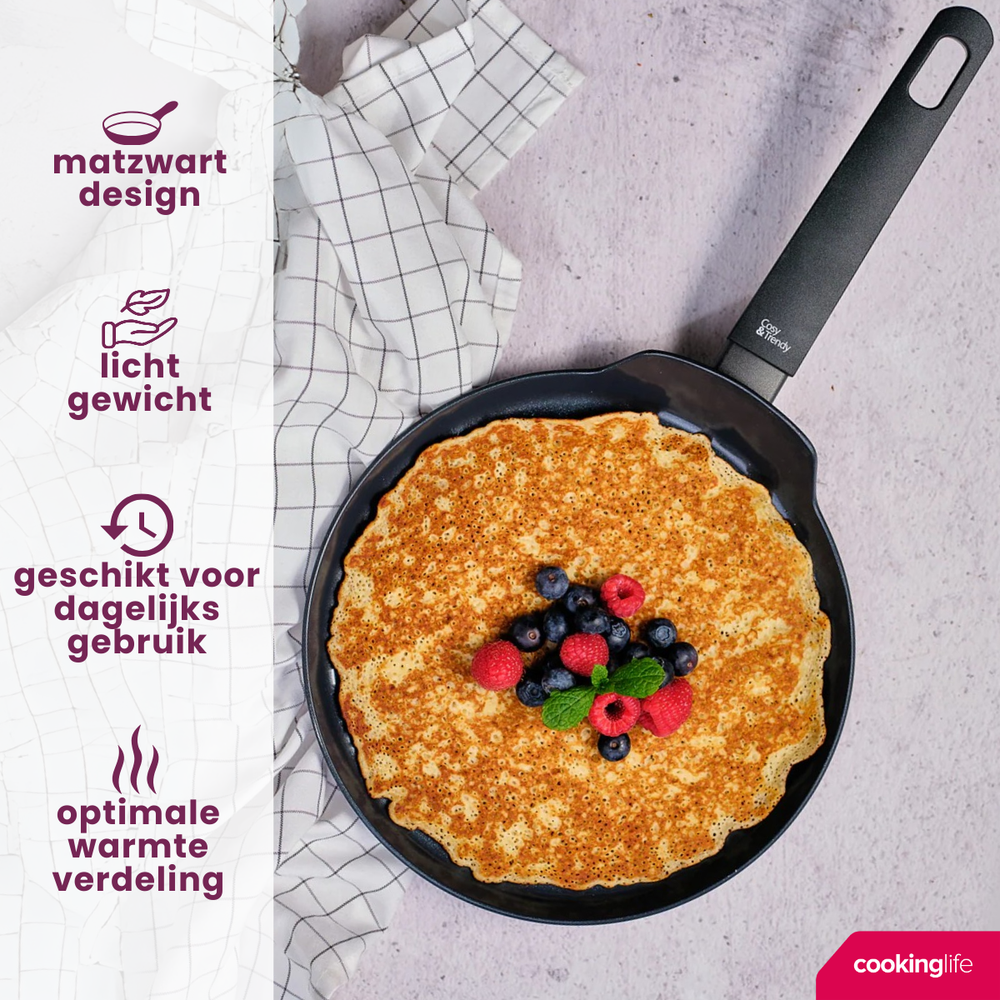 Cookinglife Pancake Pan Black Cera Black - ø 24 cm - ceramic non-stick coating - PFAS-free
