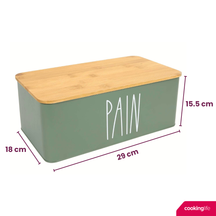 Cookinglife Bread Box with Bamboo Cutting Board - Green