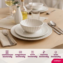 Cookinglife Dinnerware Set Cardida Off White 18-piece / 6 people - 6 dinner plates, 6 side plates, and 6 bowls