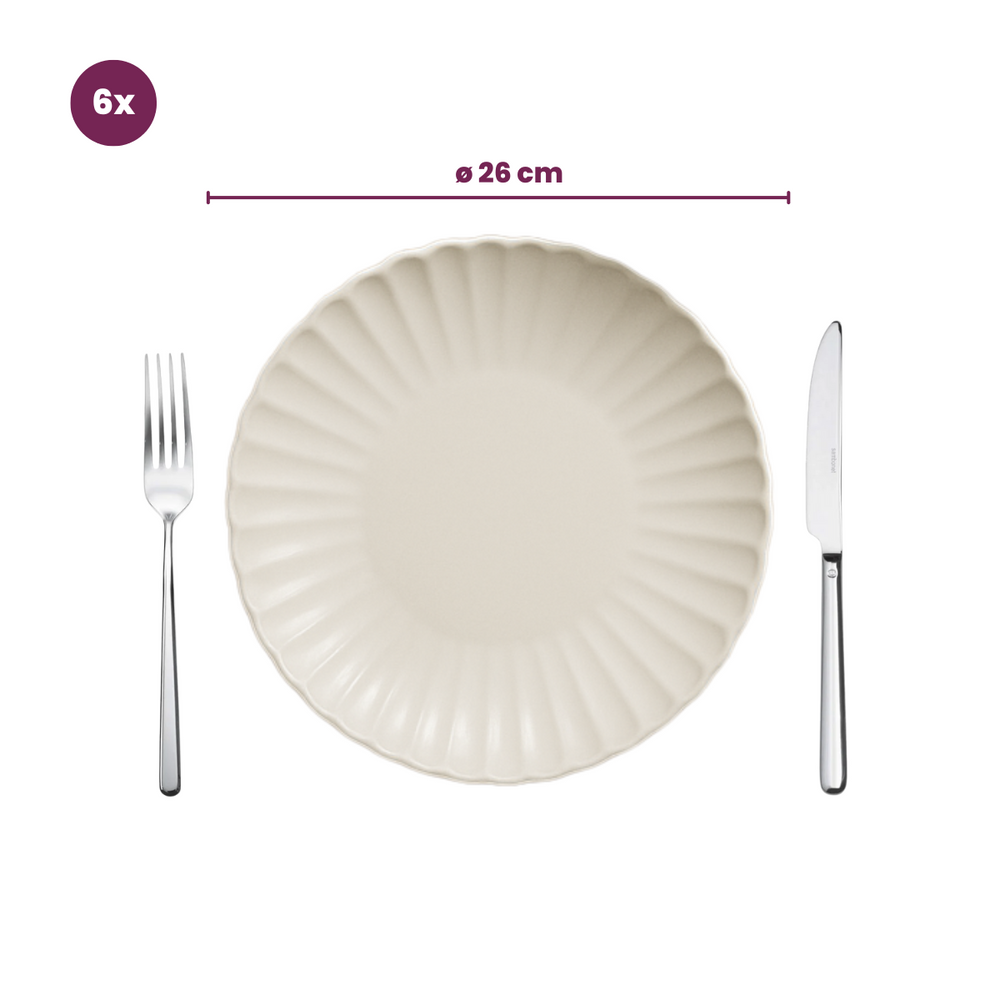 Cookinglife Dinnerware Set Cardida Off White 18-piece / 6 people - 6 dinner plates, 6 side plates, and 6 bowls