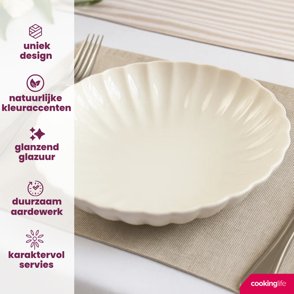 Cookinglife Deep Plates Cardida Off White ø 20 cm - 6 pieces
