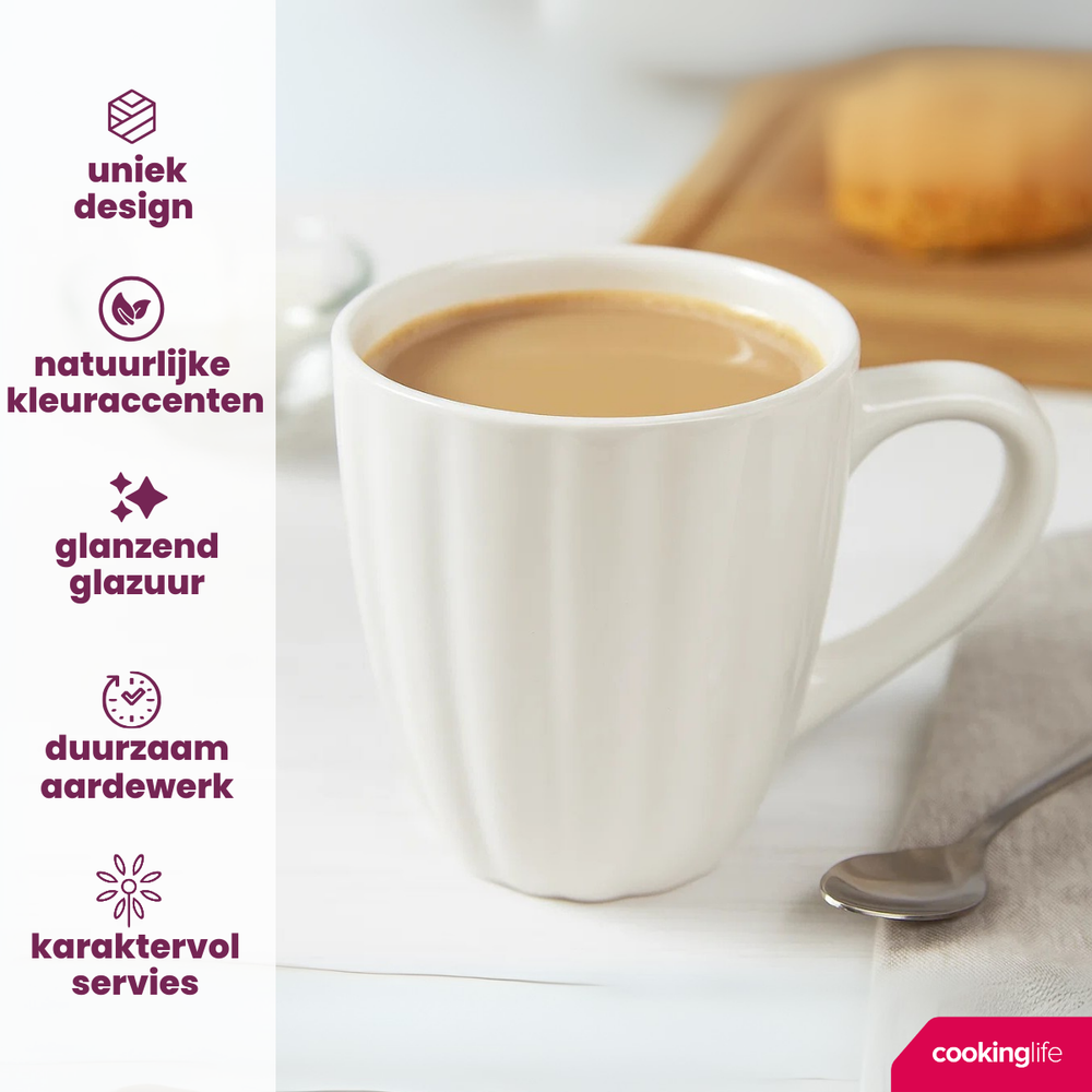 Cookinglife Mugs Cardida Off White 350 ml - 6 pieces