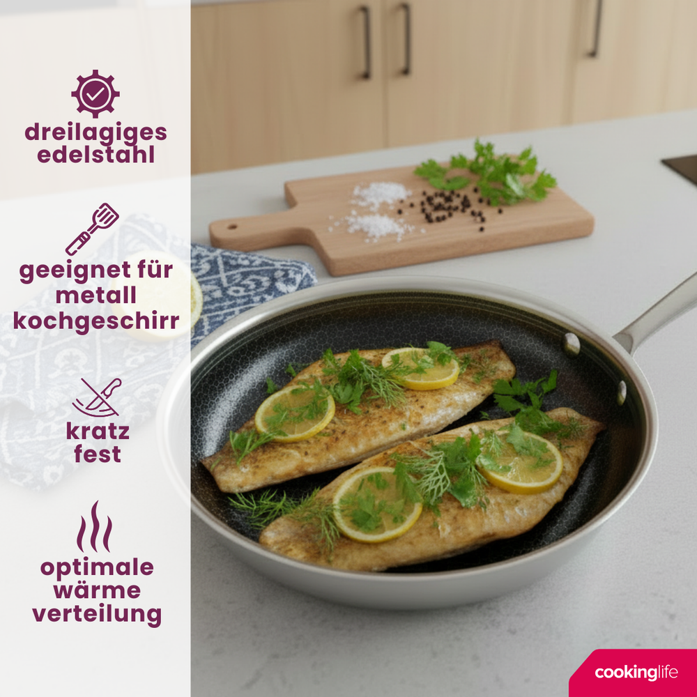 Cookinglife Frying pan set HexaCook Ø 24 and 28 cm – suitable for all heat sources – ceramic non-stick coating 