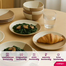 Cookinglife Serviesset Leem 18-delig / 6 personen - 6 dinerborden, 6 ontbijtborden en 6 kommen