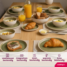 Cookinglife Dinnerware Set Moss Green 18-piece / 6 people - 6 dinner plates, 6 side plates, and 6 bowls