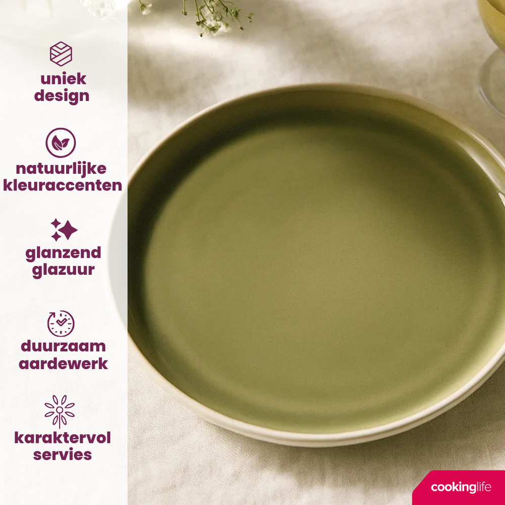 Cookinglife Dinner Plates Moss Green ø 27 cm - 6 pieces
