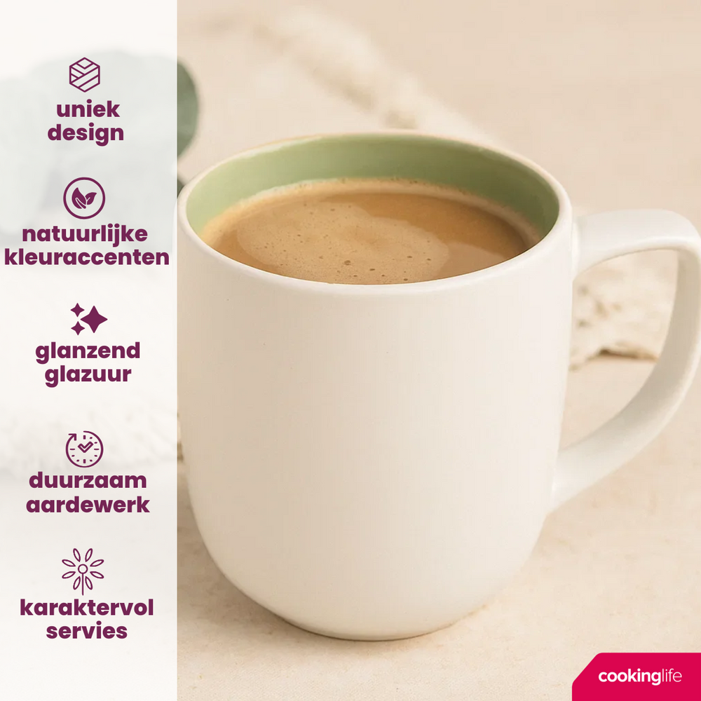 Cookinglife Mugs Mos Green 390 ml - 6 pieces