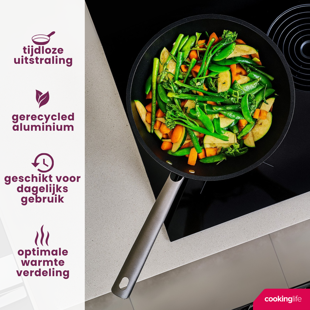 Cookinglife Wok  ProForge ø 28 cm - ceramic non-stick coating - PFAS-free