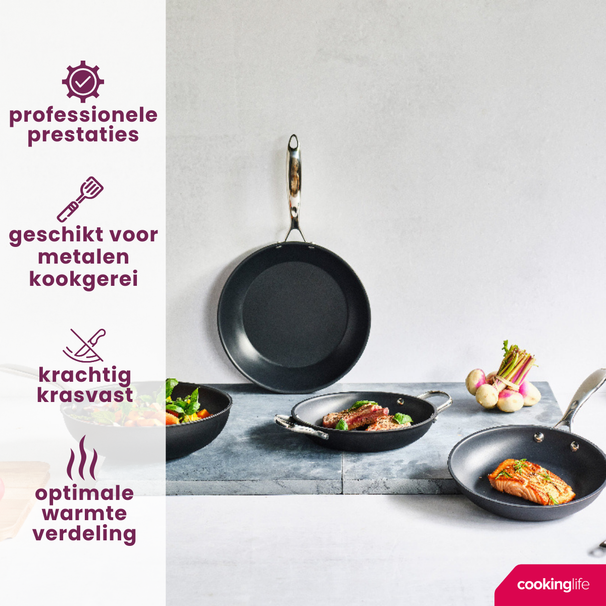 Cookinglife Frying Pan Set Revolt - ø 24 & 28 cm - ceramic non-stick coating - suitable for all heat sources