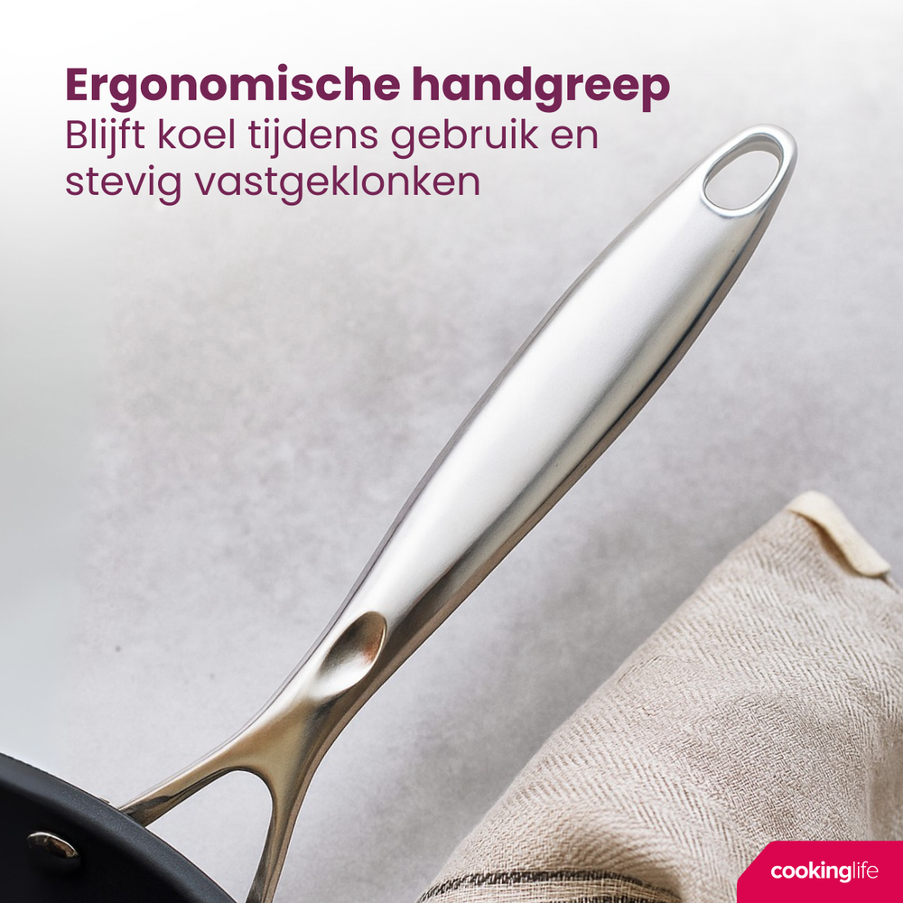 Cookinglife Frying Pan Set Revolt - ø 24 & 28 cm - ceramic non-stick coating - suitable for all heat sources