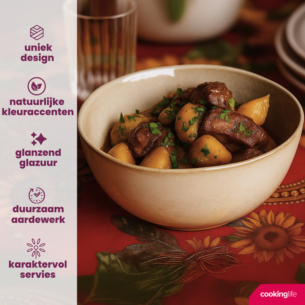 Cookinglife Dinnerware Set Sabi Beige 18-piece / 6 people - 6 dinner plates, 6 side plates, and 6 bowls