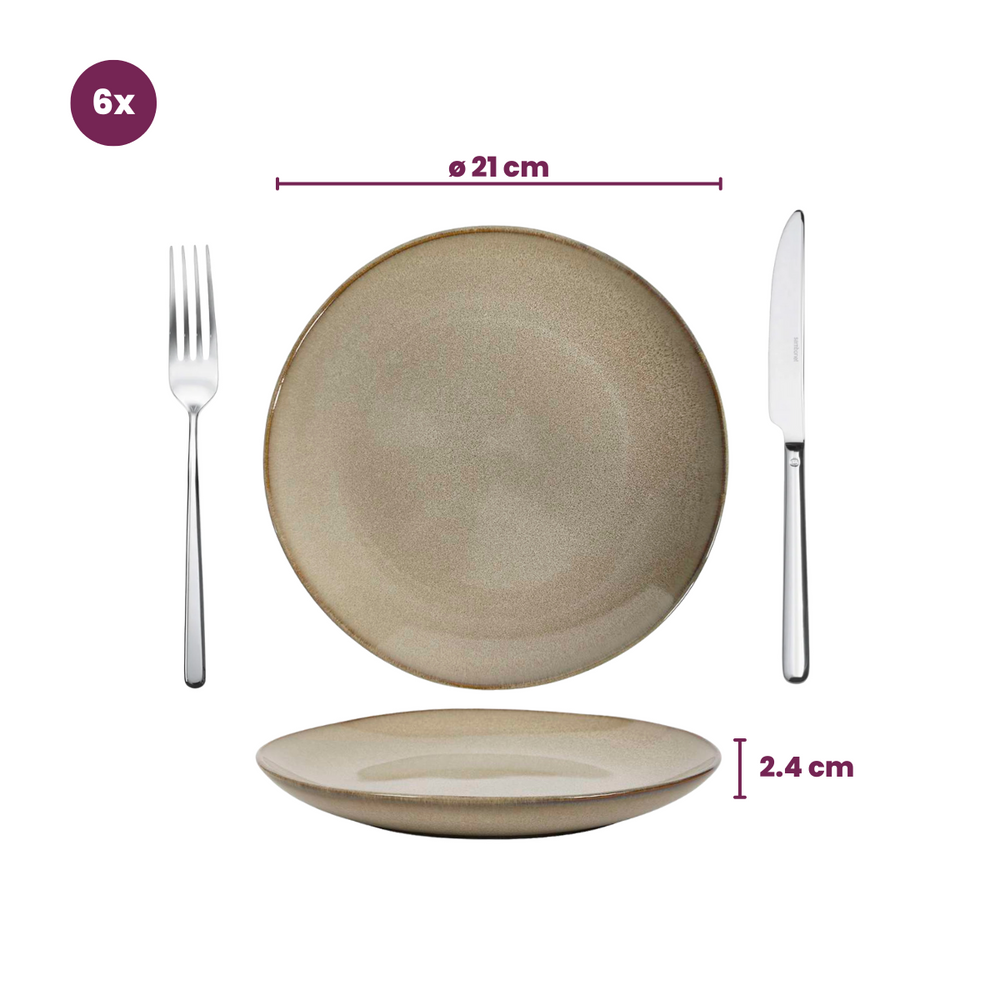 Cookinglife Dinnerware Set Sabi Beige 18-piece / 6 people - 6 dinner plates, 6 side plates, and 6 bowls
