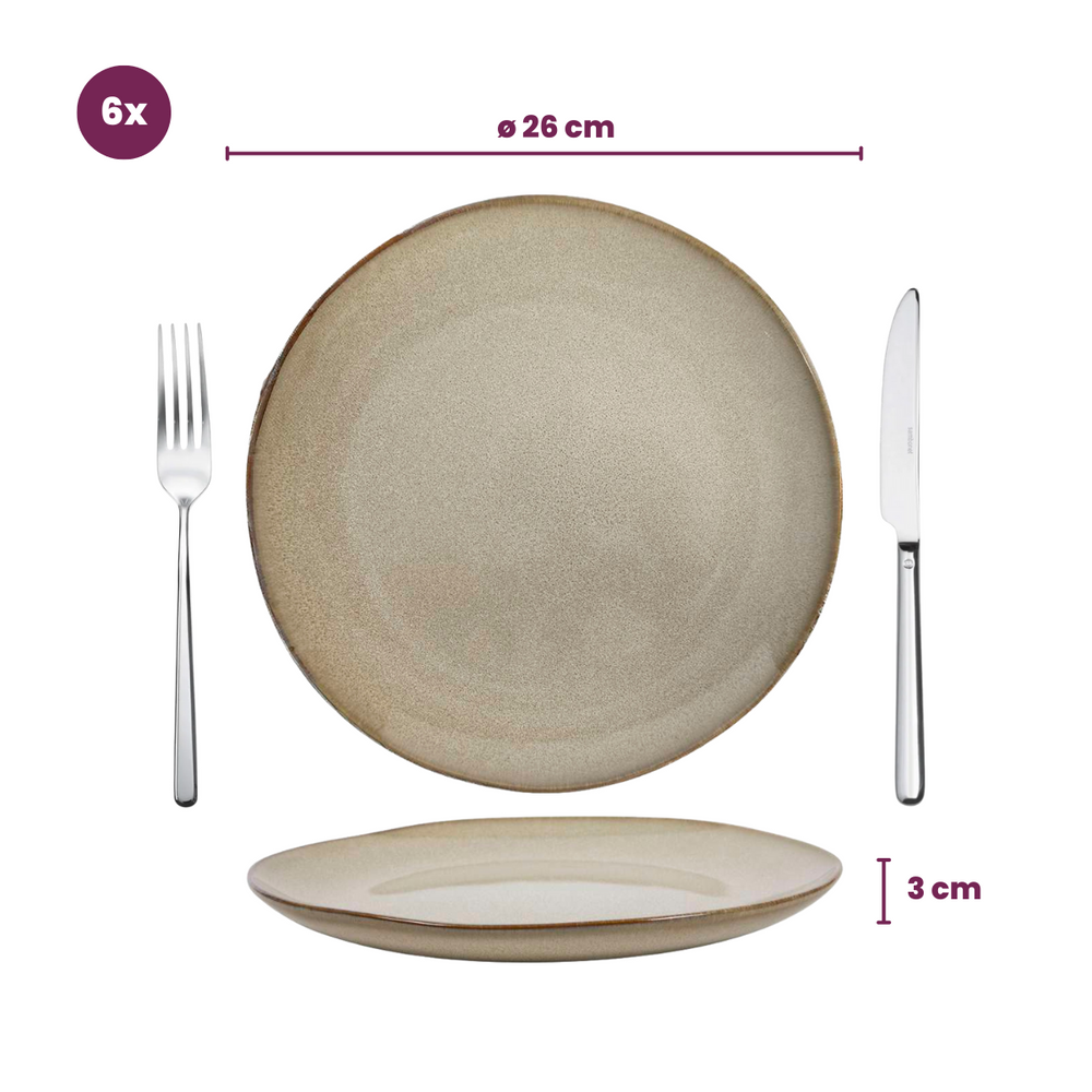 Cookinglife Dinnerware Set Sabi Beige 18-piece / 6 people - 6 dinner plates, 6 side plates, and 6 bowls