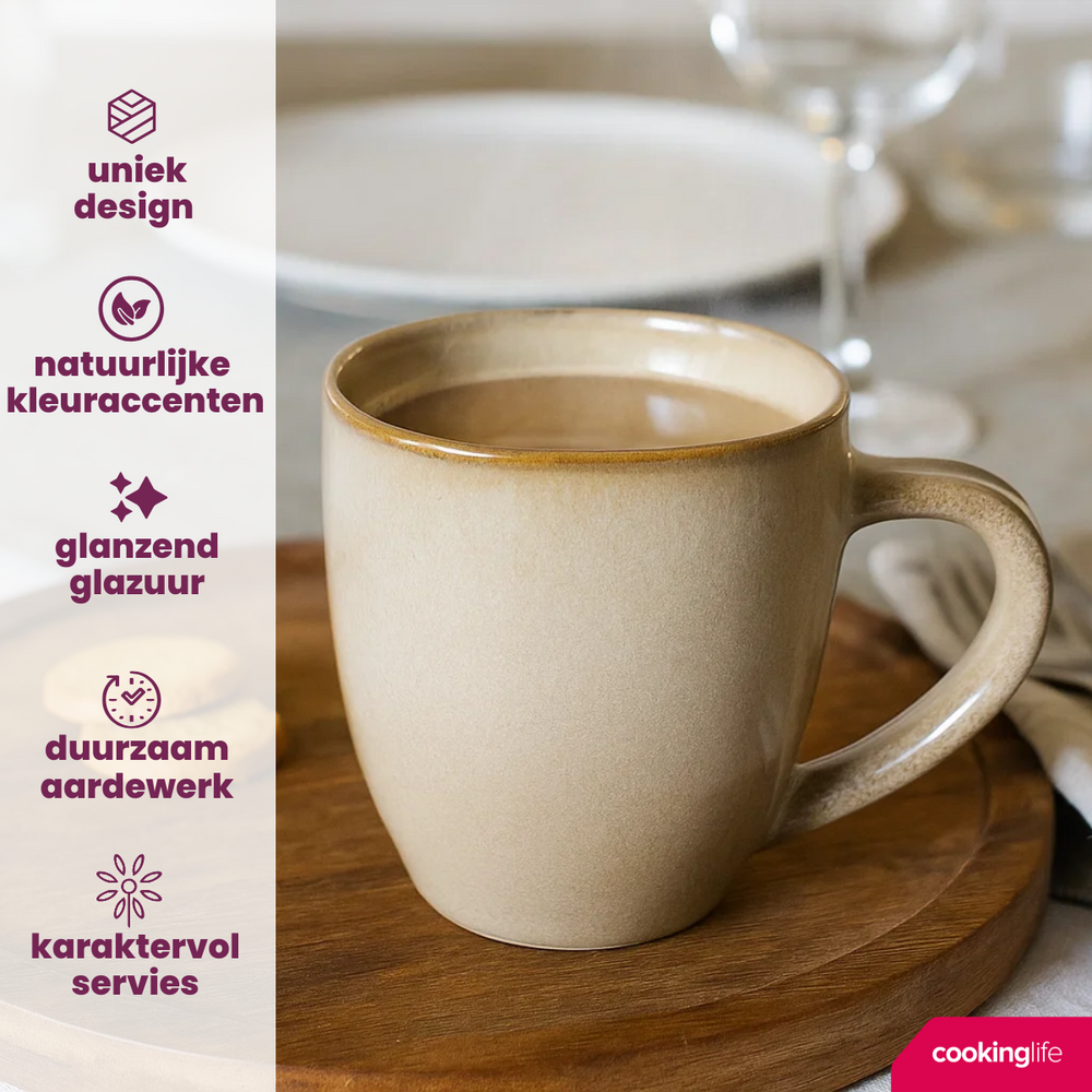 Cookinglife Mugs Sabi Beige 450 ml - 6 pieces