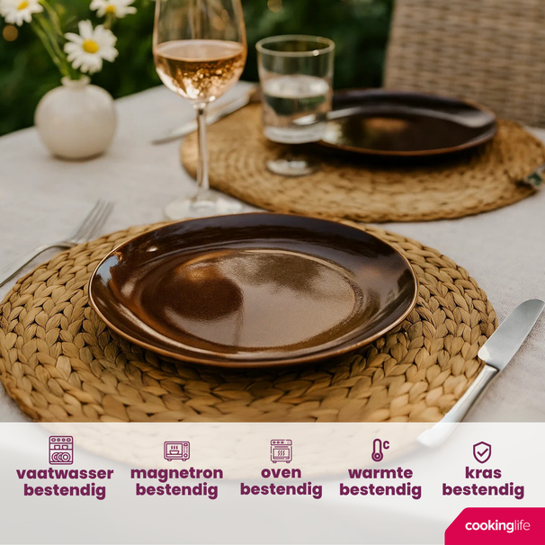 Cookinglife Dinner Plates Sabi Brown ø 26 cm - 6 pieces